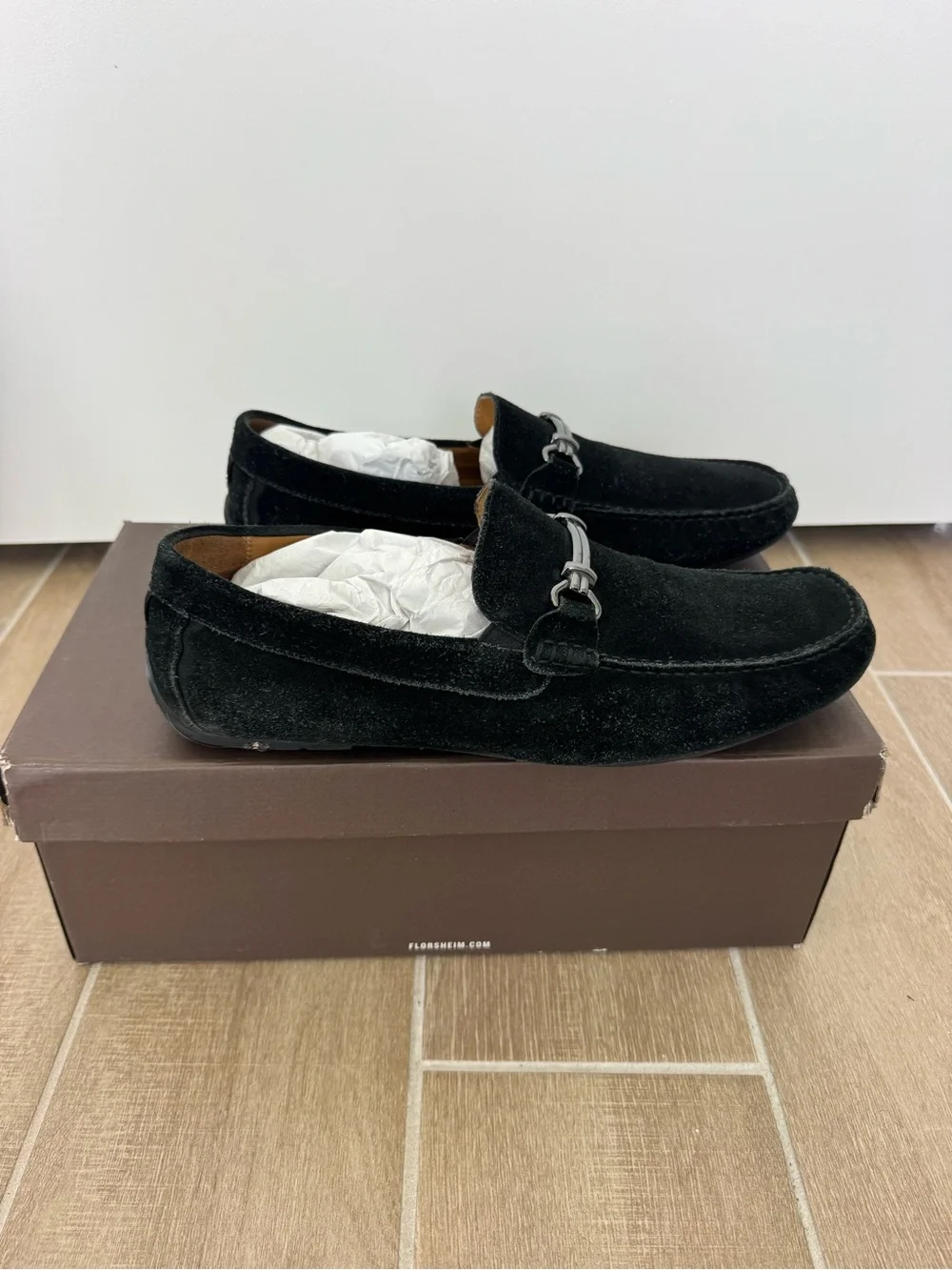 Florsheim Black Suede Slip-On Bit Loafers